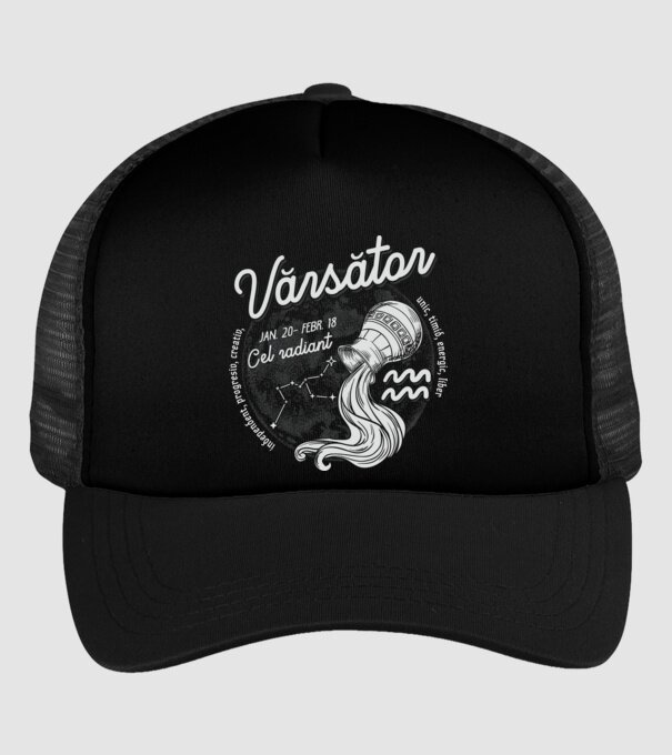 Zodiac bărbat VĂRSĂTOR retro model negru pe tricou