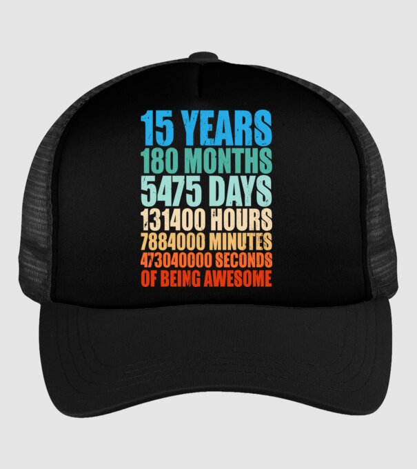 15 years of being awesome model negru pe tricou