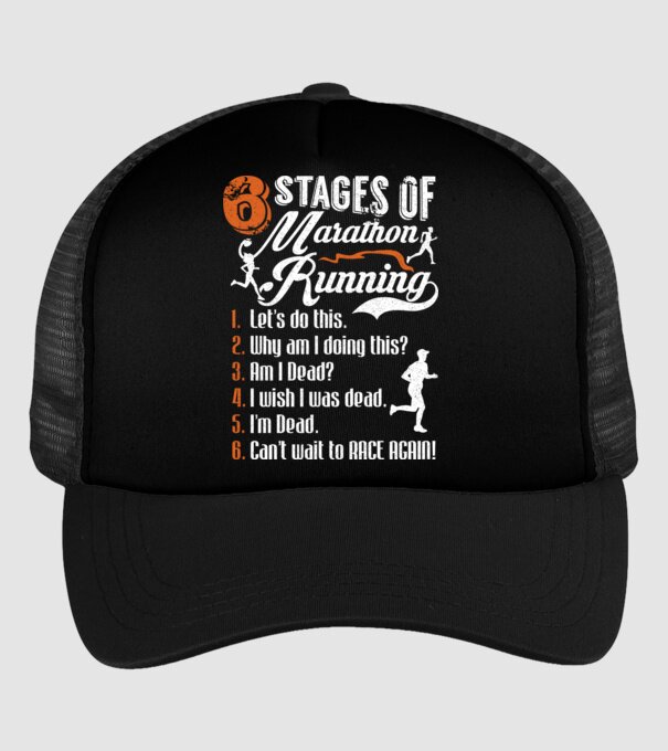 6 stages of marathon model negru pe tricou