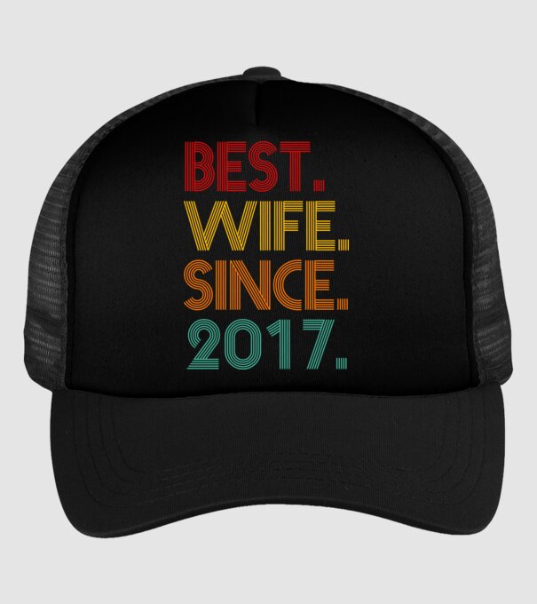 best wife since 2017 retro model negru pe tricou