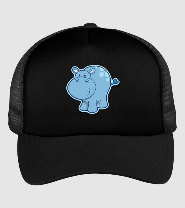 Cartoon hippo model negru pe tricou