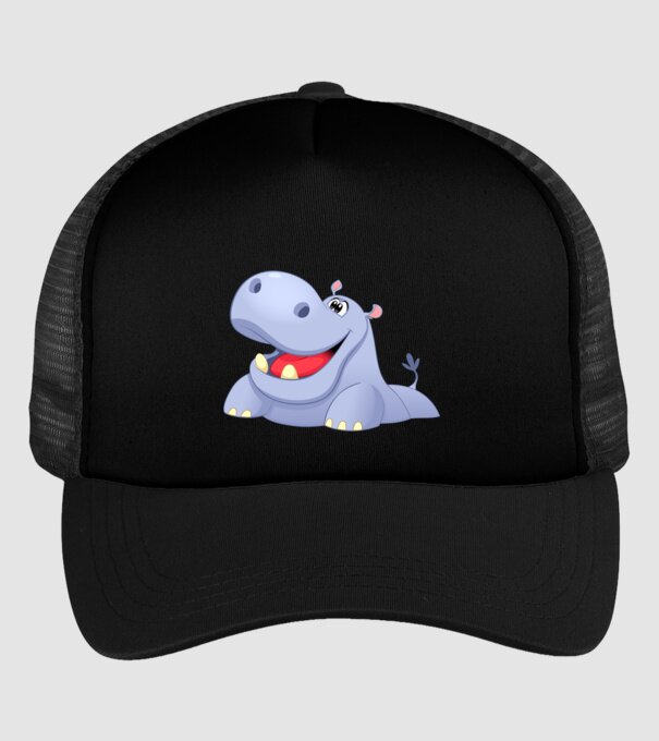 Cute Hippo model negru pe tricou