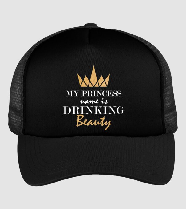 drinking beauty gold model negru pe tricou