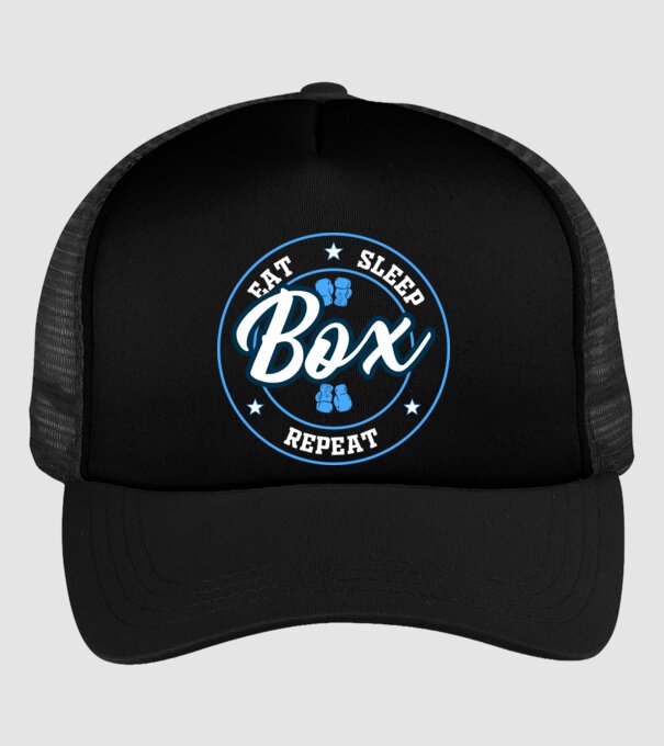 eat sleep box repeat model negru pe tricou
