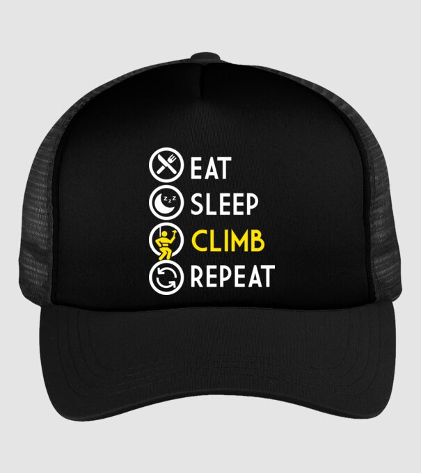 Eat sleep climb model negru pe tricou