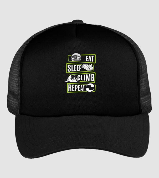 Eat sleep climb repeat model negru pe tricou