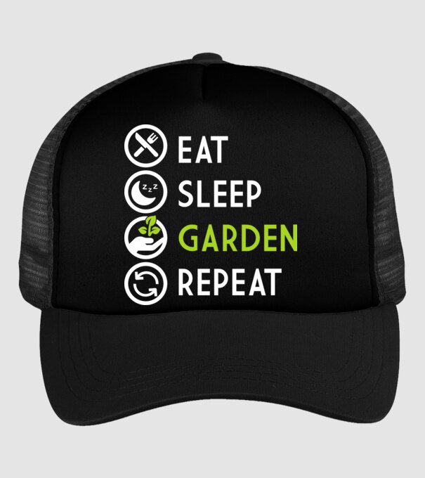 Eat sleep garden repeat model negru pe tricou