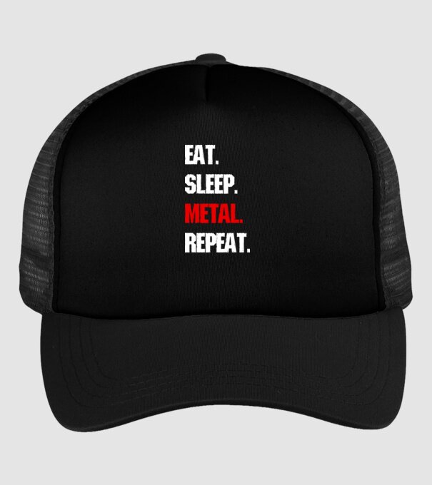 Eat sleep METAL repeat model negru pe tricou
