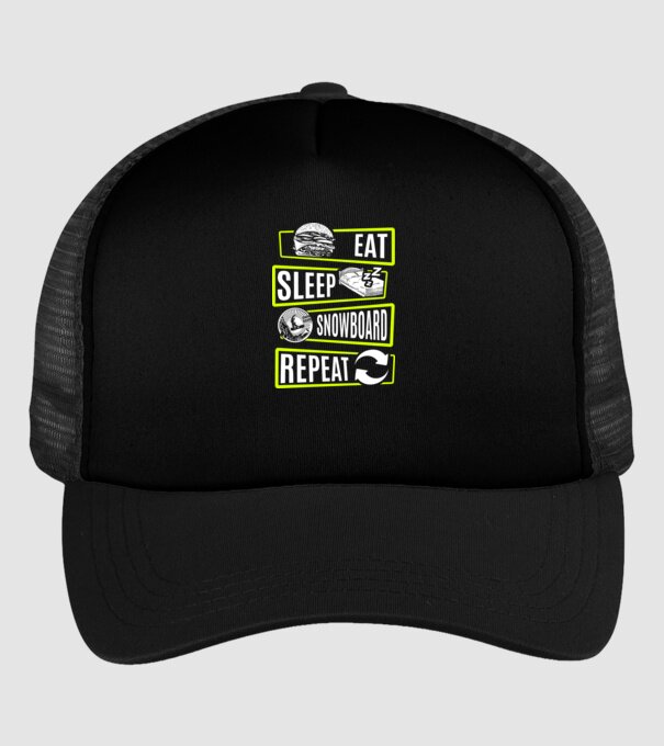 Eat sleep SNOWBOARD repeat V2 model negru pe tricou