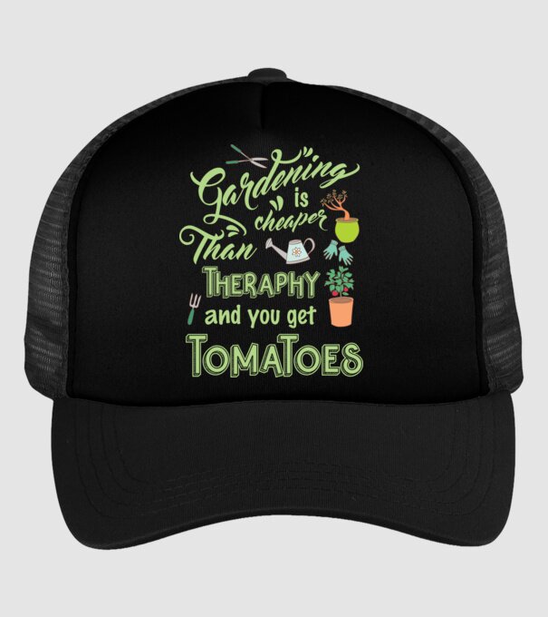Gardening is cheaper than theraphy model negru pe tricou