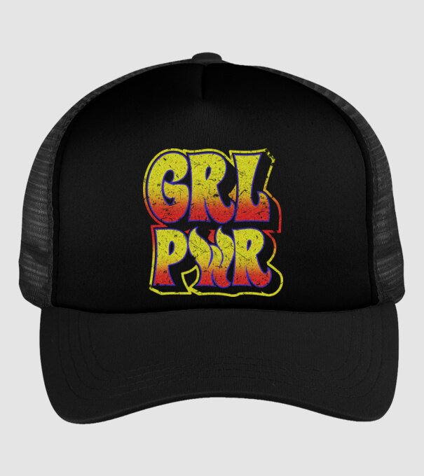 Girl Power retro model negru pe tricou