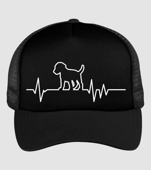 Heartbeat line Beagle model negru pe tricou