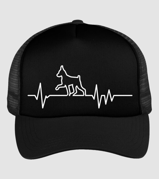 Heartbeat line Pinscher model negru pe tricou