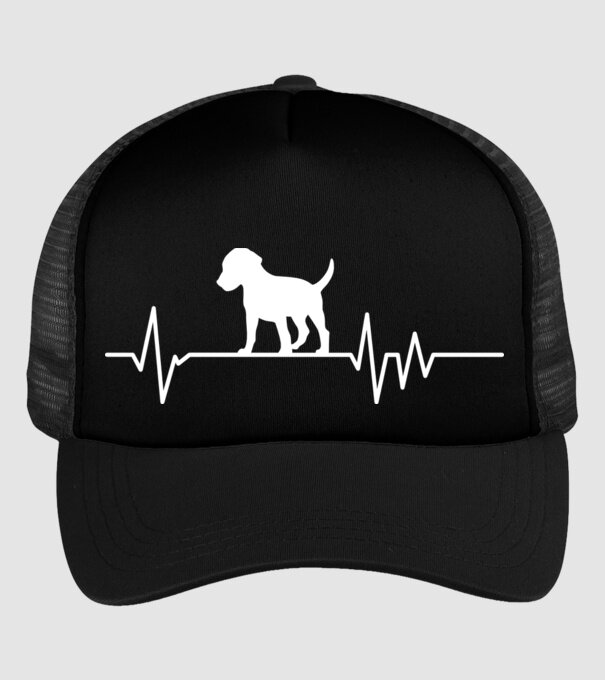 Heartbeat silueta Beagle model negru pe tricou