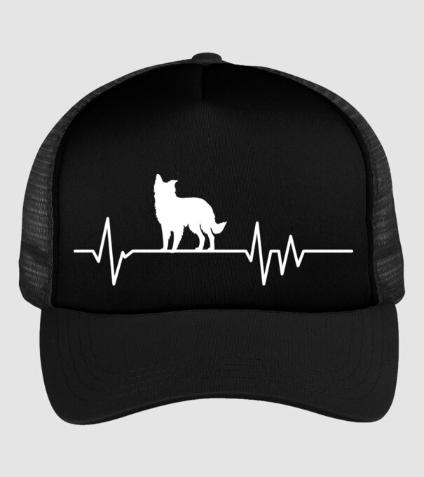 Heartbeat silueta Border collie model negru pe tricou