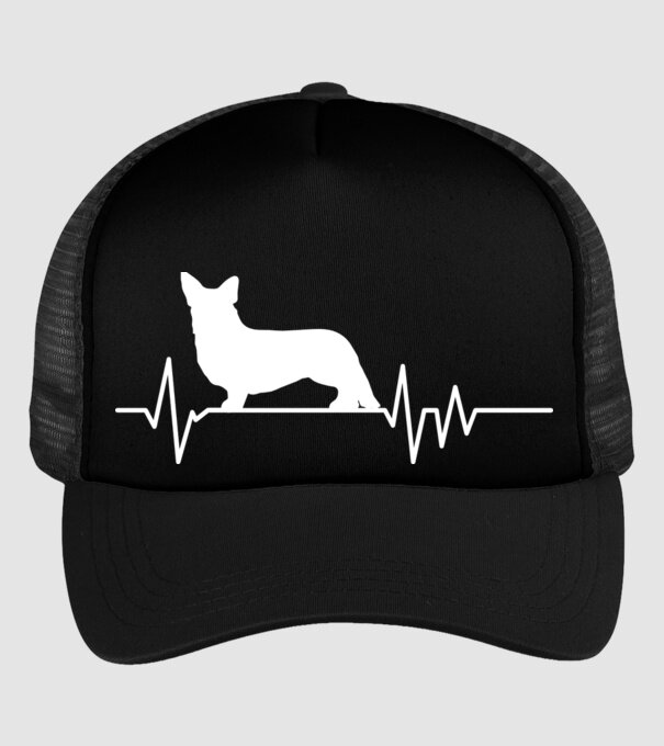 Heartbeat silueta Corgie model negru pe tricou