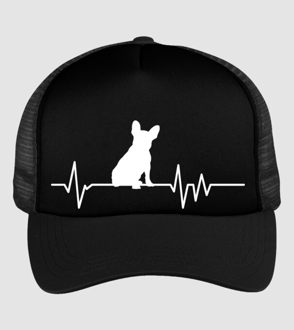 Heartbeat siluetă Bulldog francez model negru pe tricou