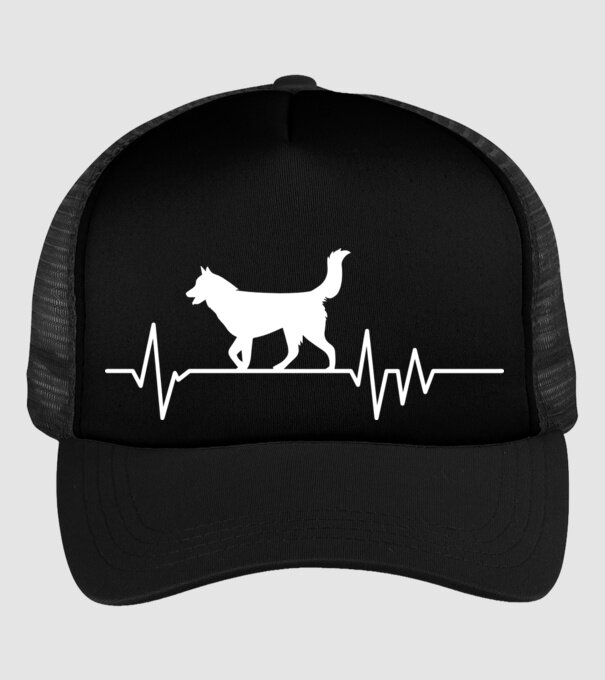 Heartbeat silueta Husky model negru pe tricou