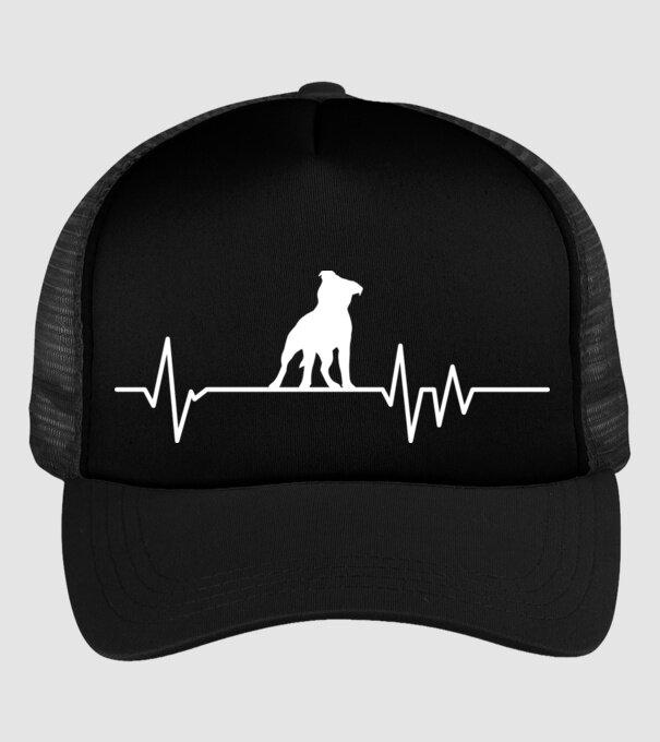 Heartbeat silueta Staffordshire terrier model negru pe tricou