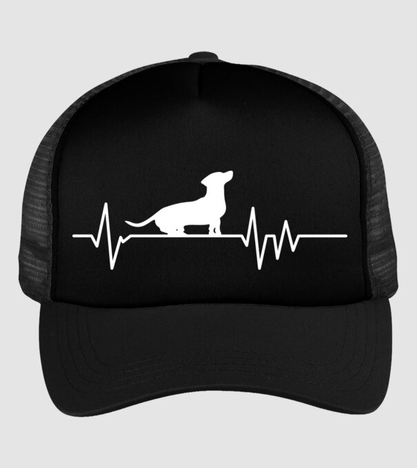 Heartbeat silueta Teckel model negru pe tricou