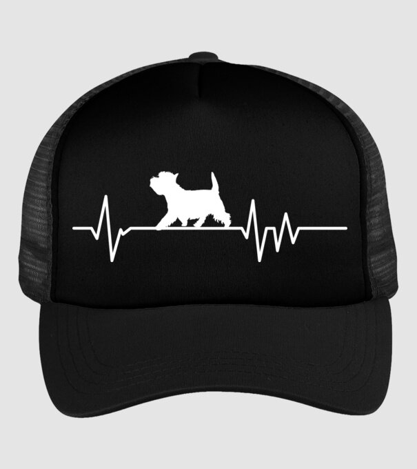 Heartbeat silueta Westie model negru pe tricou