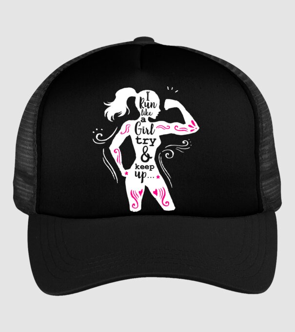 i run like a girl model negru pe tricou