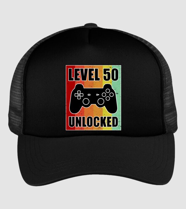 level 50 unlocked retro gamer model negru pe tricou
