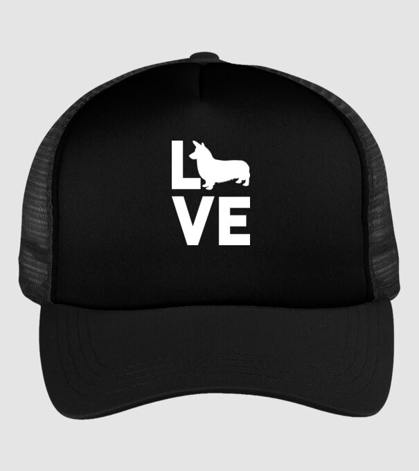 LOVE Corgie model negru pe tricou