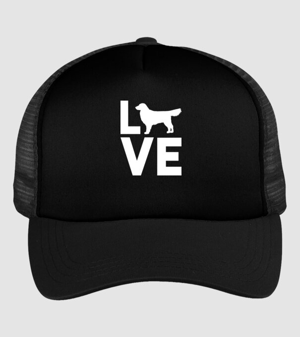 LOVE Golden Retriever model negru pe tricou