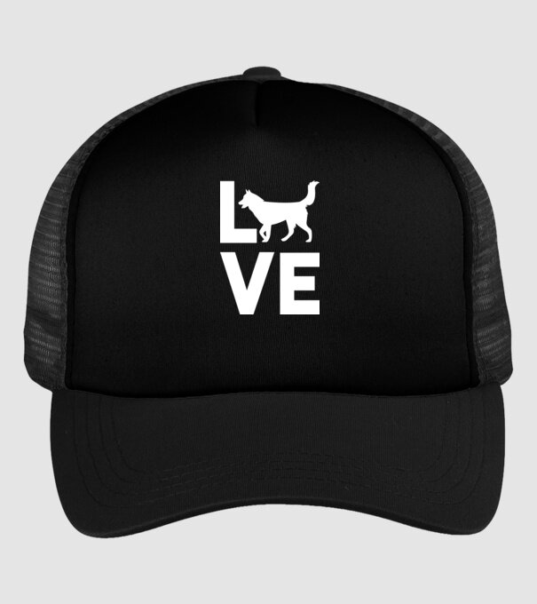 LOVE Husky model negru pe tricou