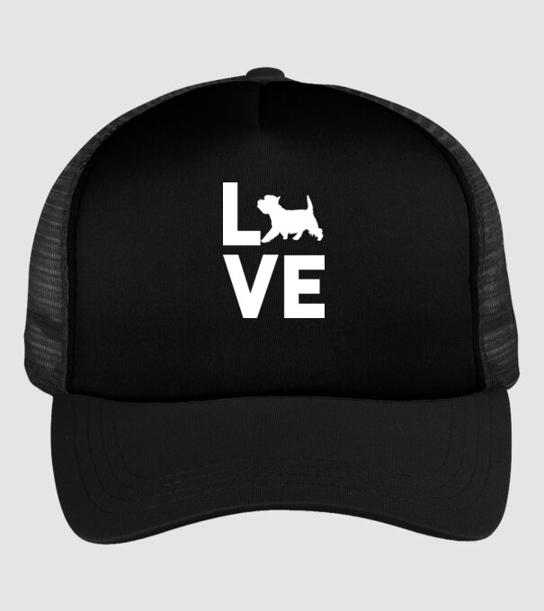 LOVE Westie model negru pe tricou