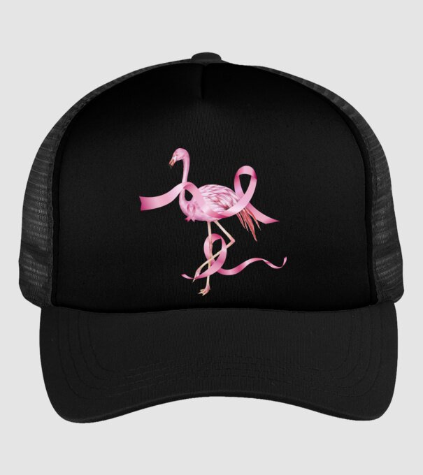 Împotriva Cancerului de sân flamingo model negru pe tricou