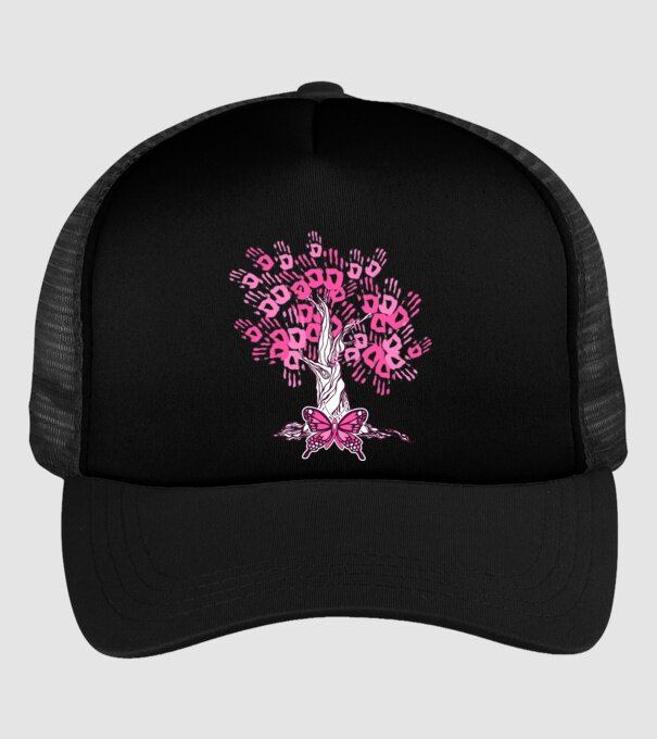 Copac cu fluture lupta împotriva cancerului de sân model negru pe tricou