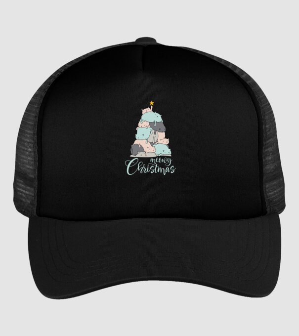 Meowy Christmas model negru pe tricou