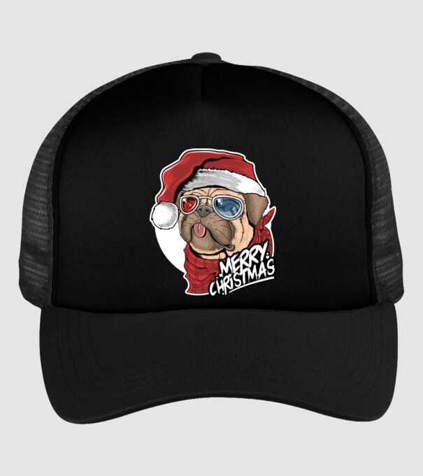 Merry Christmas Mopsz model negru pe tricou
