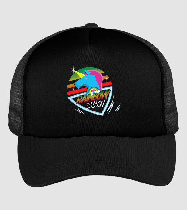 Rainbow smash model negru pe tricou
