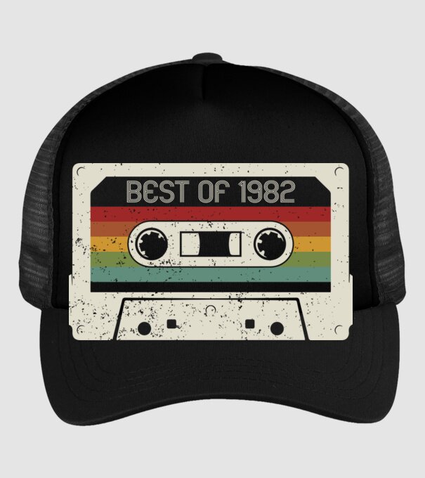 retro tape 1982 vintage model negru pe tricou
