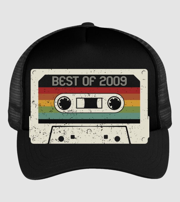 retro tape 2009 vintage model negru pe tricou