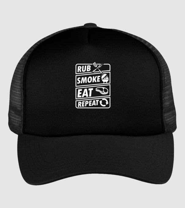 Rub Smoke Eat Repeat model negru pe tricou