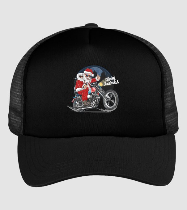 Santa Motocicletă Merry Christmas model negru pe tricou