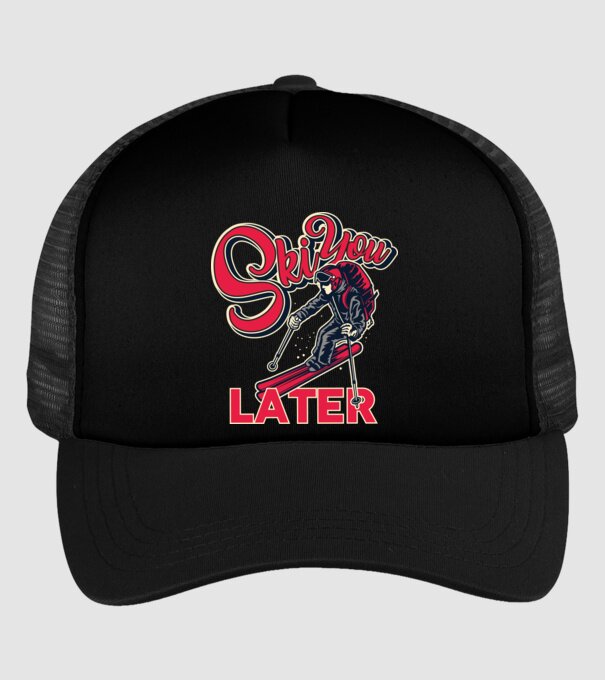Ski you later model negru pe tricou