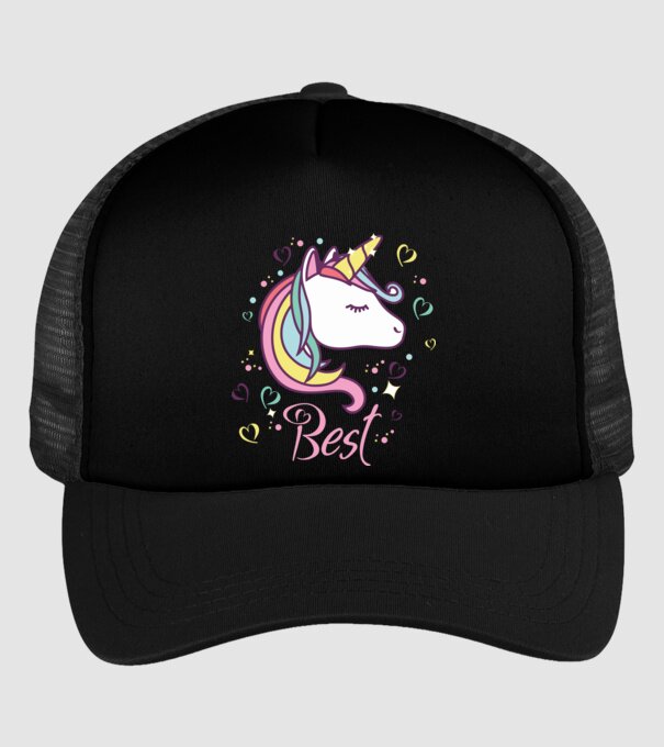 Unicorn Best model negru pe tricou