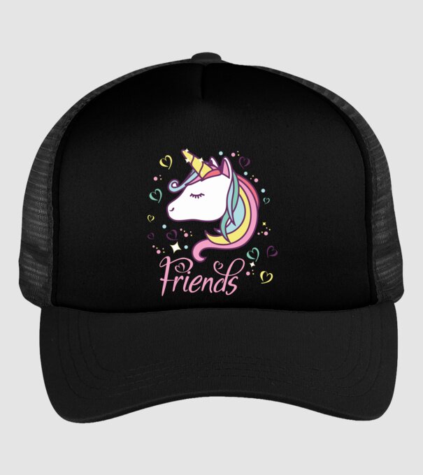 Unicorn Friend model negru pe tricou
