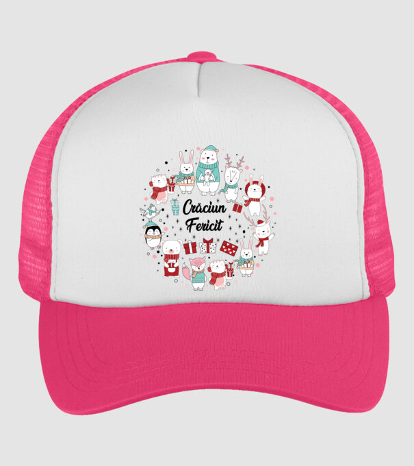 Crăciun Fericit model roz neon pe tricou