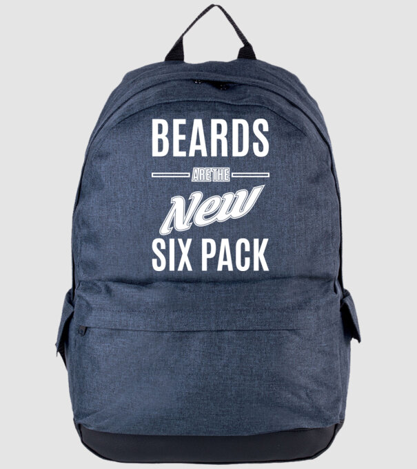 Beards are the new six pack model albastru jeanși pe tricou