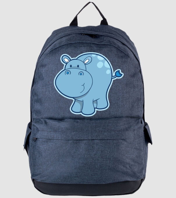 Cartoon hippo model albastru jeanși pe tricou