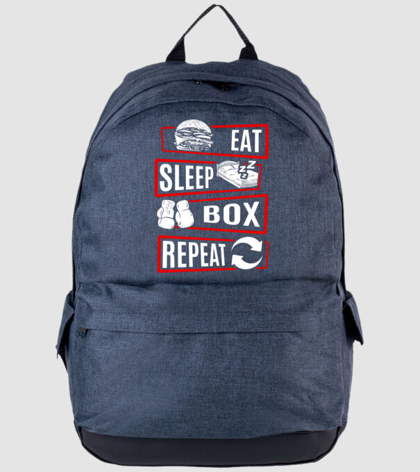 Eat sleep box repeat model albastru jeanși pe tricou