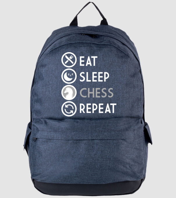 eat sleep chess model albastru jeanși pe tricou