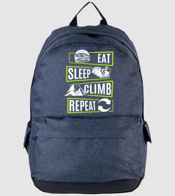 Eat sleep climb repeat model albastru jeanși pe tricou