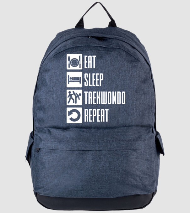 Eat sleep taekwondo model albastru jeanși pe tricou